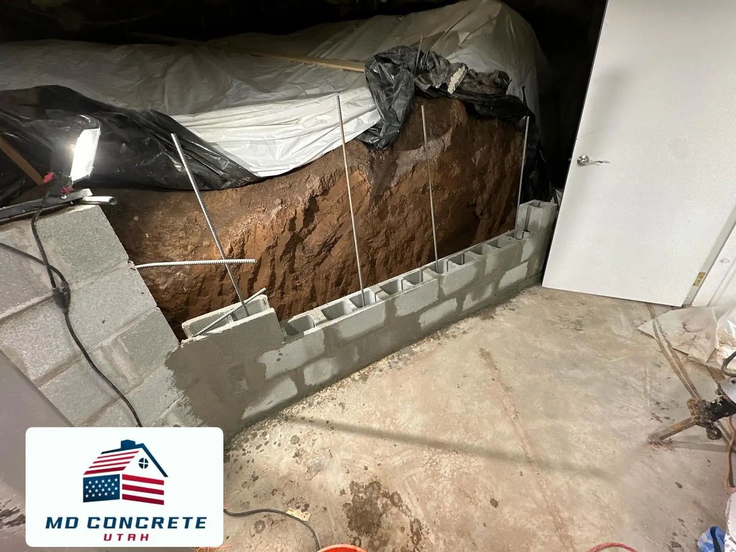 Wall opening with new blockwork by MD Concrete in Utah